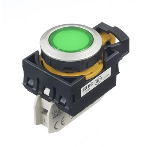 Idec Tlačítkový spínač, řada: CW IP66 Panel 22 mm 10 A, barva LED: Zelená