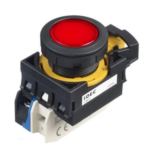 Idec Tlačítkový spínač, řada: CW IP65 SPST Panel Udržované Osvětlené 22 mm 10 A, barva LED: Červená