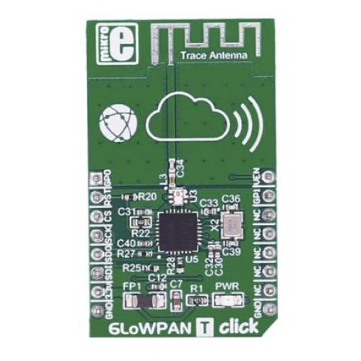 Komunikační a bezdrátový vývojový nástroj pro GPIO, SPI CC2520 ZigBee 6LoWPAN T Click MikroElektronika 2507 MHz