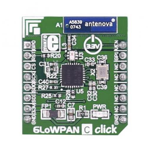 Komunikační a bezdrátový vývojový nástroj pro SPI, GPIO 6LoWPAN C Click MikroElektronika, klasifikace: Vývojové desky a