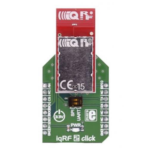 Komunikační a bezdrátový vývojový nástroj pro RF vysílač-přijímač, SPI, GPIO, Analogové, UART Click deska IQRF 2