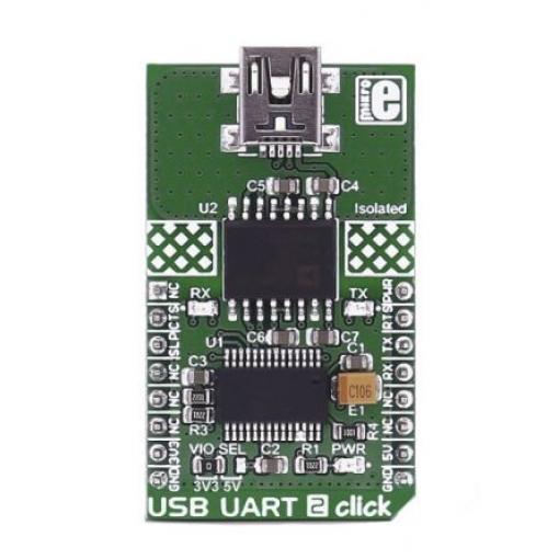 Komunikační a bezdrátový vývojový nástroj pro UART, GPIO, USB ADuM4160 USB UART 2 Click MikroElektronika, klasifikace: