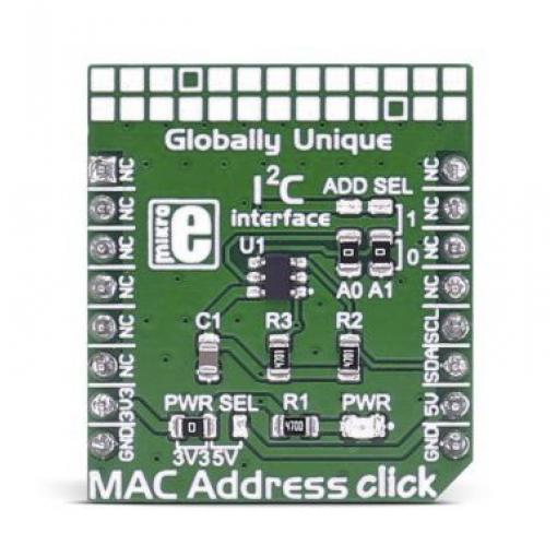 MikroElektronika Vývojová sada pro paměti MIKROE-2733, MAC Address Click, klasifikace: Deska mikroBus Click EERAM