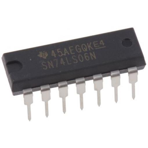 Texas Instruments Měnič 6kanálový Inverzní vyrovnávací paměť LS Otevřený kolektor, počet kolíků: 14 kolíkový, PDIP