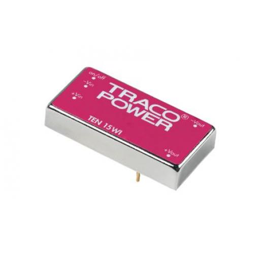 TRACOPOWER Měnič DC/DC TEN 15WI, výstup: 12 V dc 1.5 kV dc, Vin 36V dc 625 mA, Vin 9V 15 W -40 °C 85 °C Montáž na plošný