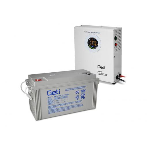Zdroj záložní GETI GEP501 sinus 500W nástěnný + baterie 120Ah
