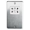 Zásuvka pro holicí strojky Stříbrná 1cestná Ocel MK Electric 220 → 240 V.
