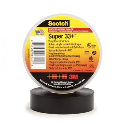 Elektrikářská páska, název: Scotch Super 33, Černá Polyvinylchlorid 8000 V 19 mm x, délka: 20 m tloušťka 0.18 mm 3M