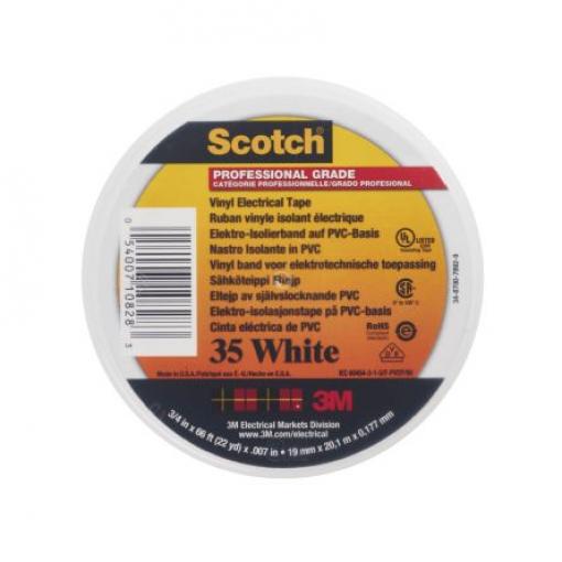 Elektrikářská páska, název: Scotch 35, Bílá Polyvinylchlorid 8750 V 19 mm x, délka: 20 m tloušťka 0.18 mm 3M