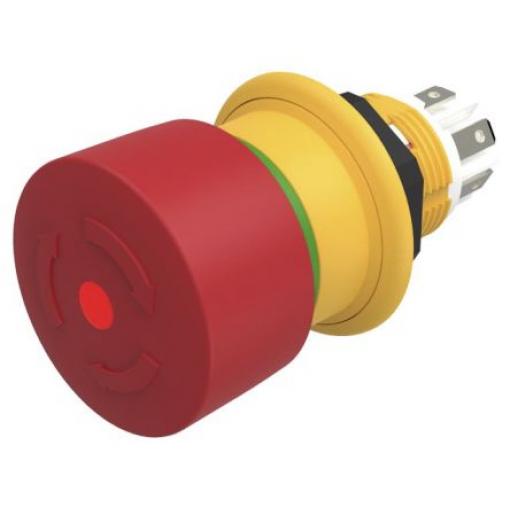 EAO 61 Compact Uvolnění kroucením Osvětlené Tlačítko nouzového vypínače Montáž do panelu 16 mm 1 NC IP69K, IP67