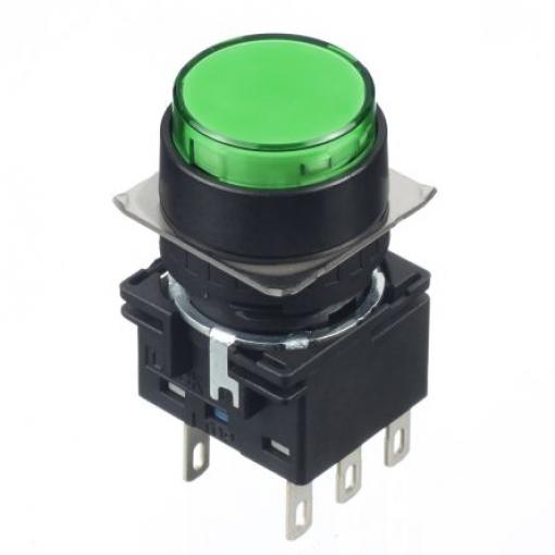Idec Tlačítkový spínač, řada: LB IP65 DPDT Okamžité Osvětlené 16 mm 5 A 30 V dc 125 V ac