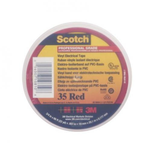 Elektrikářská páska, název: Scotch 35, Červená Polyvinylchlorid 8750 V 19 mm x, délka: 20 m tloušťka 0.18 mm 3M