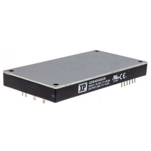 XP Power Měnič DC/DC QSB400, výstup: 28 V dc 1.5 kV dc, Vin 75V dc 14.3 mA, Vin 18V 400 W -40 °C 100 °C Průchozí otvor