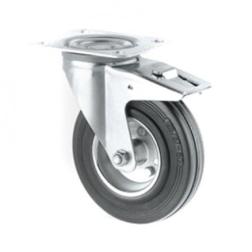 3377DVR100P62 Tente Brzděné otočné 70 kg 100 mm, Pevná guma