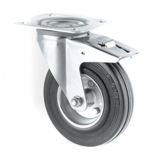 3377DVR125P62 Tente Brzděné otočné 100 kg 125 mm, Pevná guma