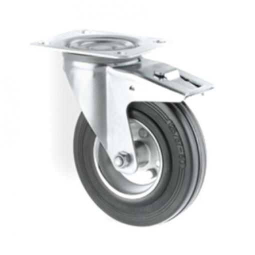 3377DVR160P63 Tente Brzděné otočné 135 kg 160 mm, Pevná guma