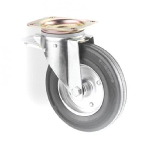3472DVR200P63 Tente Brzděné otočné 205 kg 200 mm, Pevná guma