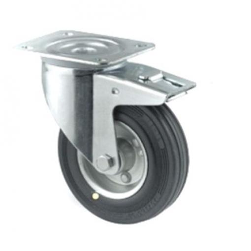 3477DYR100P62 Tente Brzděné otočné 70 kg 100 mm, Pevná guma