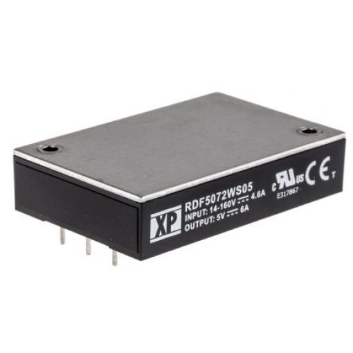 XP Power Měnič DC/DC RDF50, výstup: 5 V dc 3 kV dc, Vin 160V dc 6 mA, Vin 14V 50 W -40 °C 100 °C Průchozí otvor