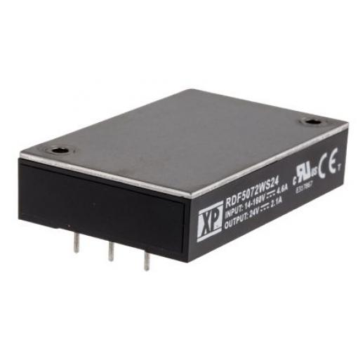 XP Power Měnič DC/DC RDF50, výstup: 24 V dc 3 kV dc, Vin 160V dc 2.1 mA, Vin 14V 50 W -40 °C 100 °C Průchozí otvor