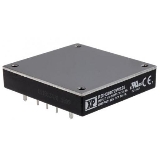 XP Power Měnič DC/DC RDH300, výstup: 28 V dc 3 kV dc, Vin 160V dc 10.7 mA, Vin 43V 300 W -40 °C 100 °C Průchozí otvor