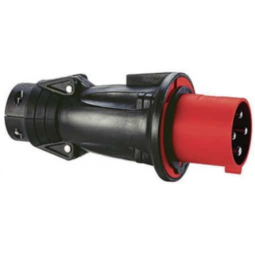 Legrand Průmyslový napájecí konektor, řada: HYPRA, IP44, Kabel, formát pólů: 3P+PE, orientace těla: Rovný barva Červená,