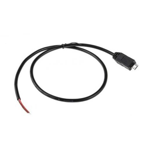 RS PRO Kabel USB do zásuvky IC Vnější, A: Micro USB B, 500 mm, Černá, B: Bez koncovky