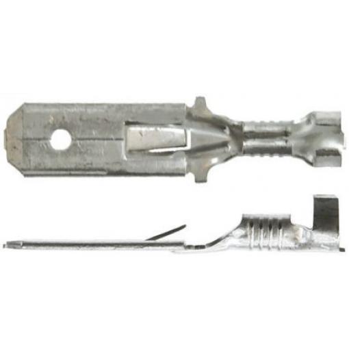 TE Connectivity Zásuvný konektor, řada: FASTIN-FASTON .250 Neizolované, 6.35 x 0.81 mm, Černá Vnější, celková délka: 28