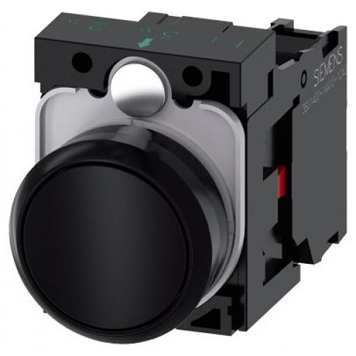 Siemens Tlačítkový spínač, řada: SIRIUS ACT 3SU11 IP66, IP67, IP69K SPST Montáž do panelu 22 mm Černá