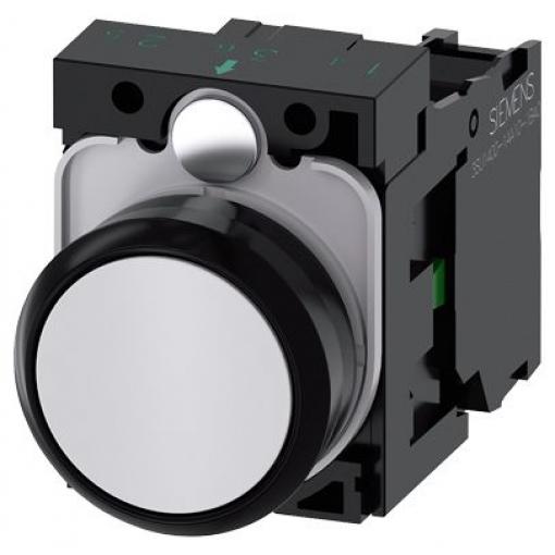 Siemens Tlačítkový spínač, řada: SIRIUS ACT 3SU11 IP66, IP67, IP69K SPST Montáž do panelu 22 mm Bílá