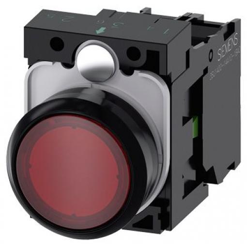Siemens Tlačítkový spínač, řada: SIRIUS ACT 3SU11 IP66, IP67, IP69K SPST Montáž do panelu Osvětlené 22 mm Červená 24 V