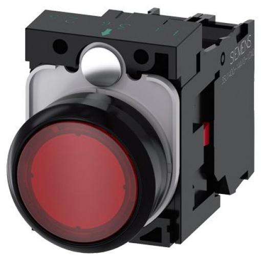 Siemens Tlačítkový spínač, řada: SIRIUS ACT 3SU11 IP66, IP67, IP69K SPST Montáž do panelu Osvětlené 22 mm Červená 24 V