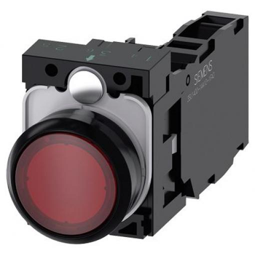 Siemens Tlačítkový spínač, řada: SIRIUS ACT 3SU11 IP66, IP67, IP69K SPDT Montáž do panelu Osvětlené 22 mm Červená 24 V