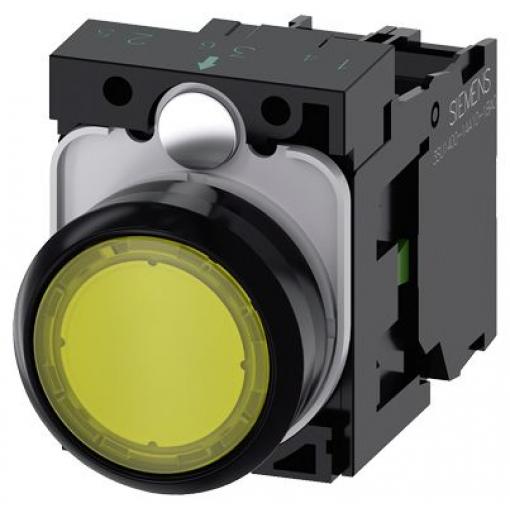 Siemens Tlačítkový spínač, řada: SIRIUS ACT 3SU11 IP66, IP67, IP69K SPST Montáž do panelu Osvětlené 22 mm Žlutá 24 V