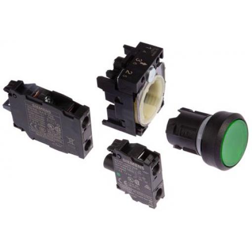 Siemens Tlačítkový spínač, řada: SIRIUS ACT 3SU11 IP66, IP67, IP69K SPDT Montáž do panelu Osvětlené 22 mm Zelená 24 V
