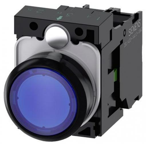 Siemens Tlačítkový spínač, řada: SIRIUS ACT 3SU11 IP20, IP66, IP67, IP69 SPST Montáž do panelu Osvětlené 22 mm Modrá 24