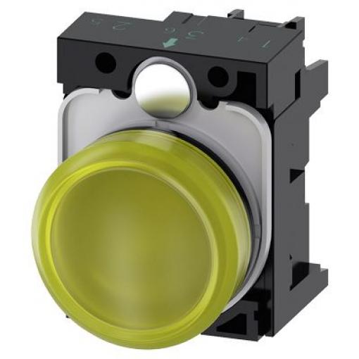 Siemens Indikátor, řada: SIRIUS ACT 3SU11 Montáž do panelu LED Žlutá, průměr výřezu: 22 mm IP66, IP69, IP67, IP20 Kulatý