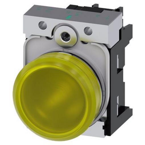 Siemens Indikátor, řada: SIRIUS ACT 3SU11 Montáž do panelu LED Žlutá, průměr výřezu: 22 mm IP66, IP67, IP20, IP69 Kulatý