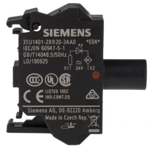 Siemens Blok světel, řada: 3SU1 Blok světel 24V ac/dc Pružinová svorka barva Červená LED