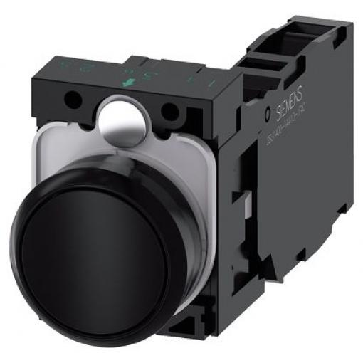 Siemens Tlačítkový spínač, řada: SIRIUS ACT 3SU11 IP66, IP67, IP69K SPDT Montáž do panelu 22 mm Černá