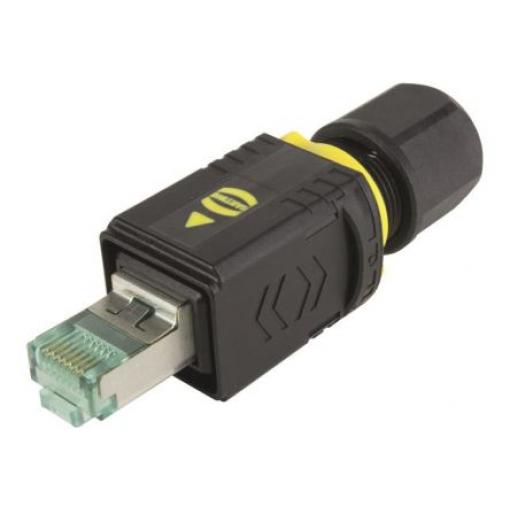 HARTING Konektor RJ45, řada: 09451 Vnější Cat6a, počet cest: 1, Rovný, Kabel Stínění 360°, počet portů: 8portový