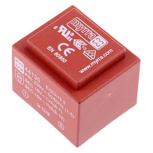 Myrra Transformátor PCB, sekundární napětí: 15 V ac, počet výstupů: 2 Průchozí otvor 2 VA