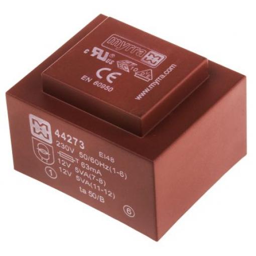 Myrra Transformátor PCB, sekundární napětí: 12 V ac, počet výstupů: 2 Průchozí otvor 10 VA