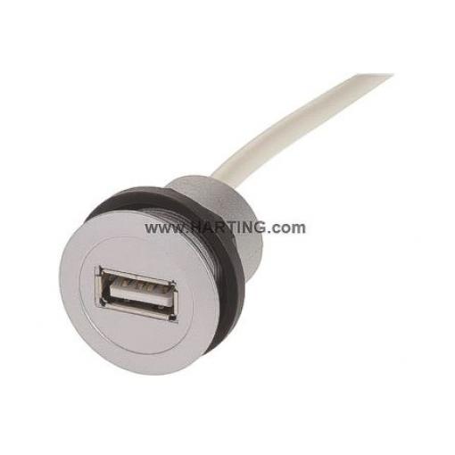 HARTING Konektor USB, řada: har-Port Vnitřní, počet portů: 1portový, orientace těla: Rovný USB typu A na A, Panel USB