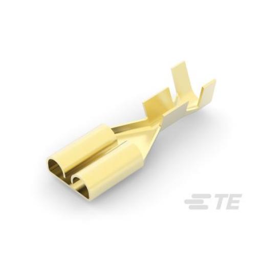 TE Connectivity Zásuvný konektor, řada: FASTIN-FASTON .250 Neizolované, 6.35 x 0.8 mm, Žlutá Vnitřní, celková délka: