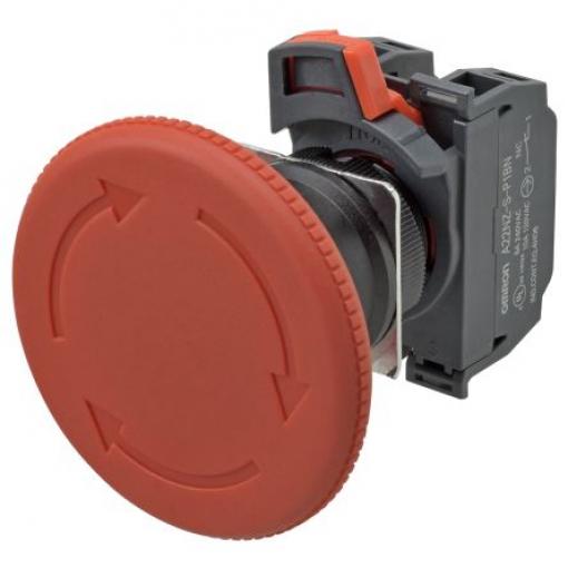 Omron A22NE-P Uvolnění kroucením Osvětlené Tlačítko nouzového vypínače Montáž do panelu 22 mm 2 NC IP65