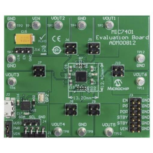 Vyhodnocovací deska, MIC7401 5 Buck 1 Boost Progr Reg Eval Bd, Měnič DC/DC, Microchip