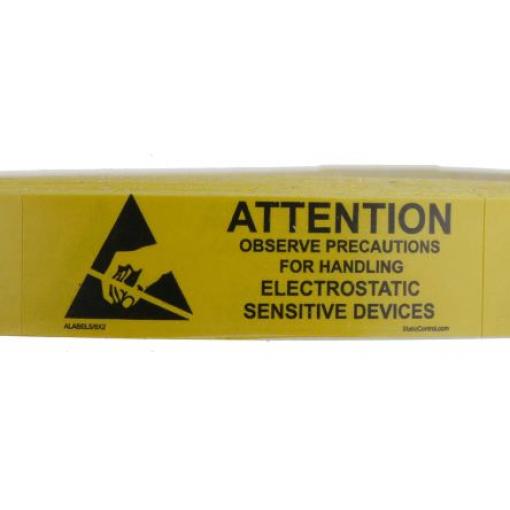 Označení, Žlutá, Černá Vyhovuje normě EN 61340-5-1 Observe Precautions for Handling Electrostatic Sensitive Devices SCS