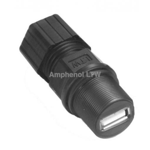 Amphenol Industrial Konektor USB, řada: UA Vnitřní, počet portů: 1portový, orientace těla: Rovný USB typu A, 100 V,