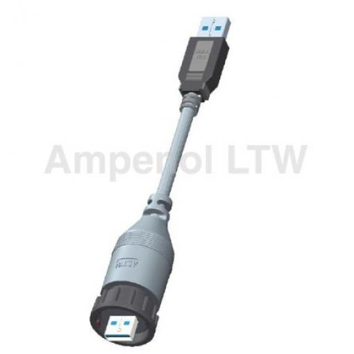 Amphenol Industrial Konektor USB, řada: UA Vnější, počet portů: 1portový, orientace těla: Rovný USB typu A na A, 100 V,